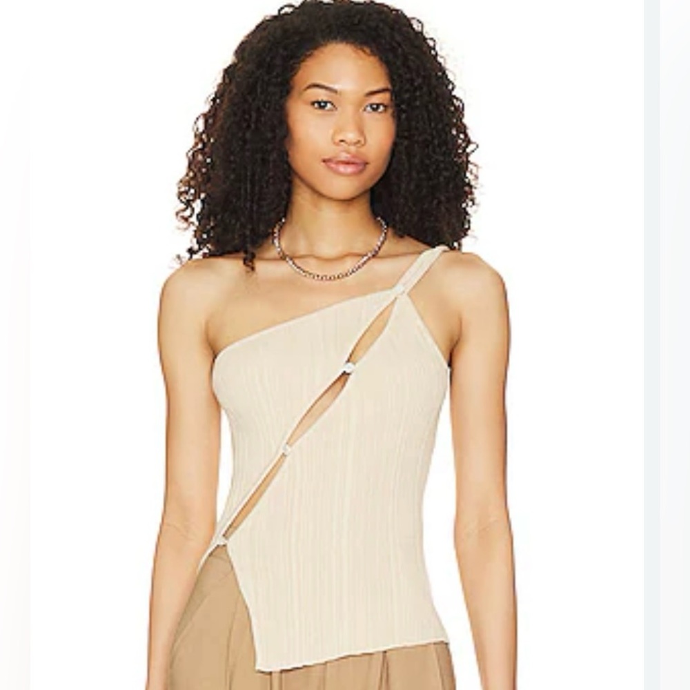 Song of Style Nasya Cut Out Knit Tank in Beige